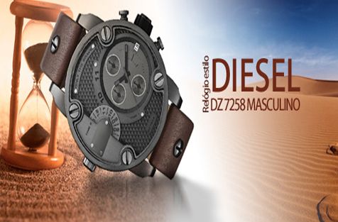 Relógio Masculino Estilo Diesel DZ7258 pulseira de couro mar