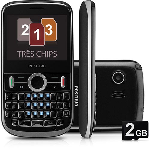 Celular Positivo P100 - GSM, Tri Chip, TV, Teclado Qwerty,